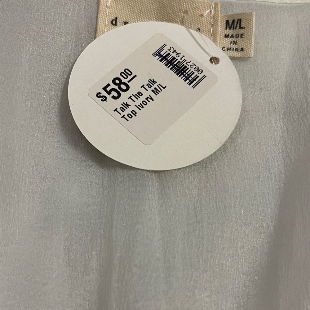 Every Day Chic White&Cream Sheer Talk the Talk  Long Sleeve Top Sz M/L NWT - Picture 4 of 10